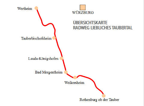 Übersicht Taubertal-Radweg