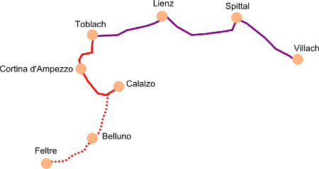 Karte Dolomiten-Radweg