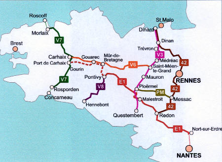 Karte Radwege Bretagne