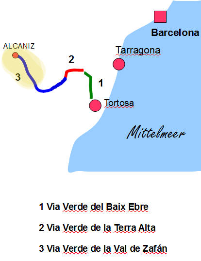 Übersichtskarte Radwege Spanien Dorrada