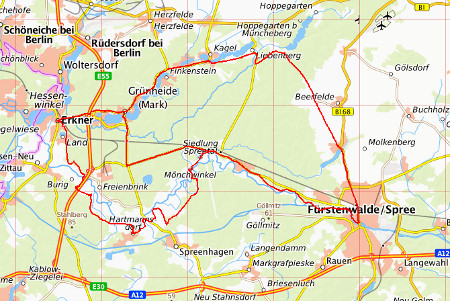 Karte Tagestour Brandenburg Berliner Seen & Urstromtal